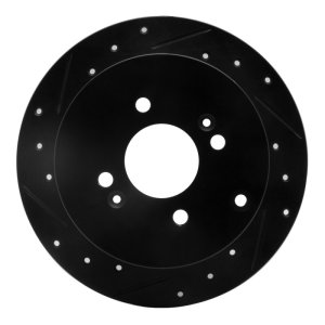 Dodge Attitude Brake Rotor (1) - Rear Left - R1 Concepts - Drilled & Slotted - Black - `06-`12
